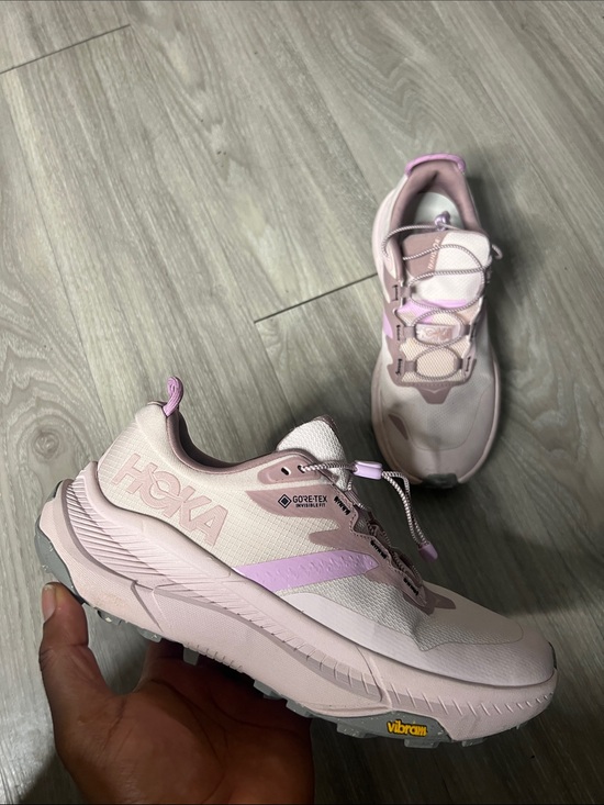 Hoka One One Shoes - Hoka One One Women's Pale Pink Athletic Sneakers with Lavender Accents (8.5)